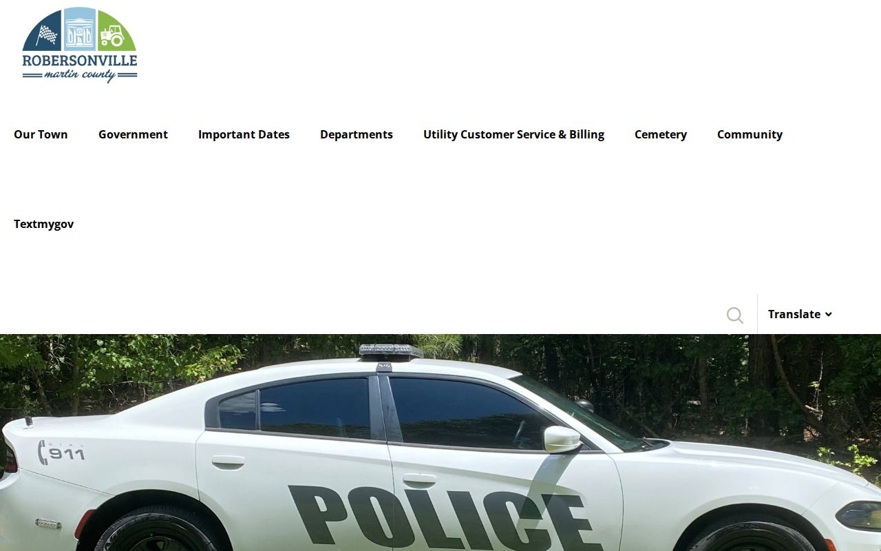 Official Robersonville public-safety webpage with police contact information